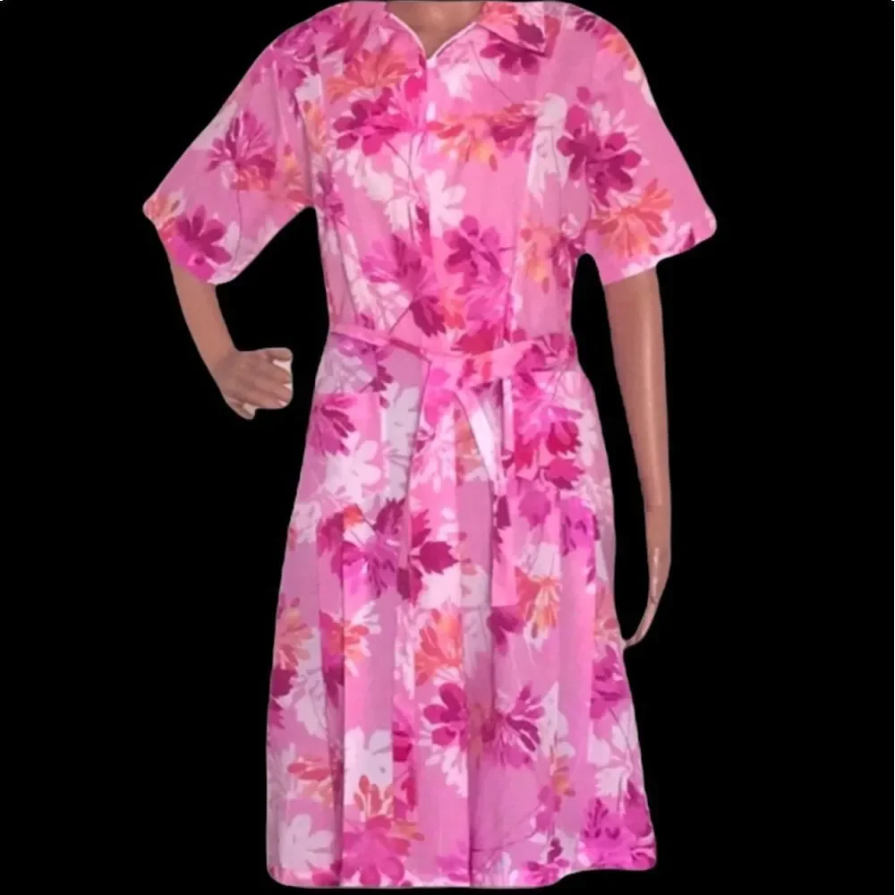 Vintage Pink Floral House Dress
